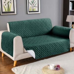 DARK GREEN__ULTRASONIC QUILTED SOFA PROTECTER