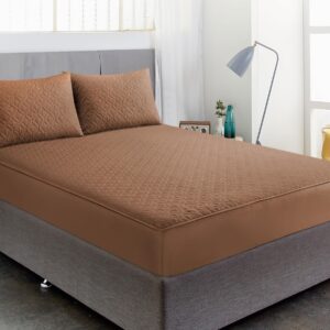 Luxury Waterproof Fitted Sheet with Pillow_IN_DARK BROWN