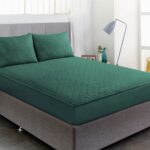 Luxury Waterproof Fitted Sheet with Pillow_IN_DARK GREEN
