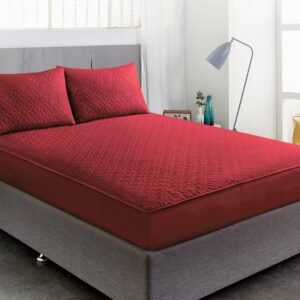 Luxury Waterproof Fitted Sheet with Pillow_IN_MEHROON
